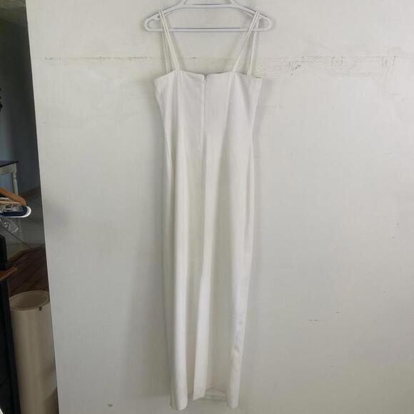 GAZZELLE CIAMPI white with grey mesh bustier vintage maxi formal dress - Picture 5 of 6